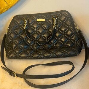 EUC Kate Spade New York Black  Leather Quilted Satchel Crossbody Handbag